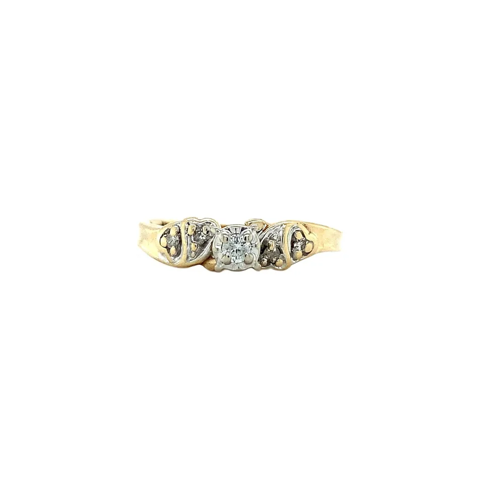 Vintage Two Tone 10K Gold Ring with Diamond