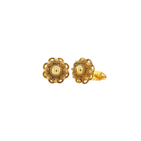 Vintage 14K Gold Zeeland Button Stud Earrings
