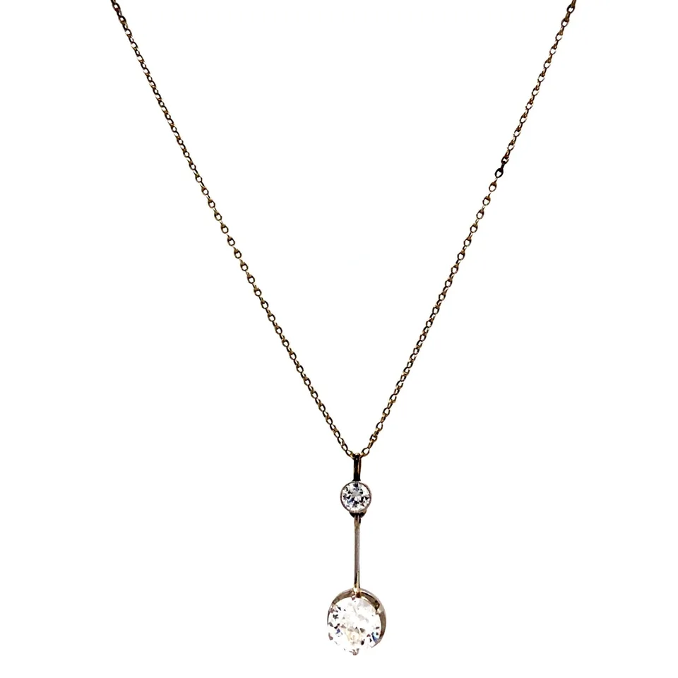 Vintage 14K White Gold Necklace with Pendant with Diamond
