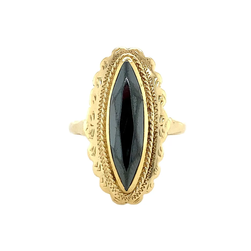 Vintage 14K Gold Ring with Hematite