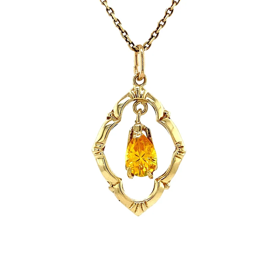 Vintage 14K Gold Pendant with Cubic Zirconia