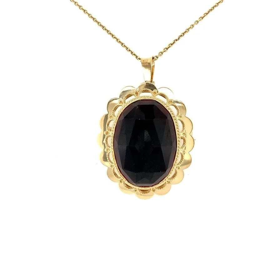 Vintage 14K Gold Pendant and Brooch with Garnet