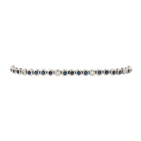 Vintage 18K White Gold Bracelet with Sapphire and Diamond