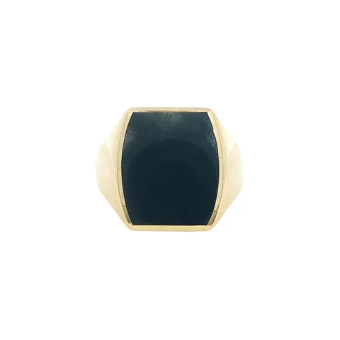 Vintage 14K Gold Signet Ring with Blue Layered Stone