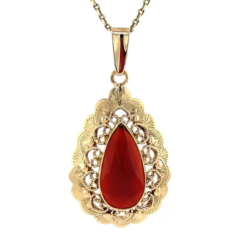 Vintage 14K Gold Pendant with Carnelian