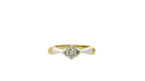 Vintage 18K Gold Solitaire Ring with Diamond