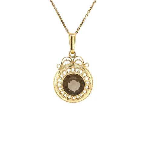 Vintage 14K Gold Pendant with Smoky Topaz