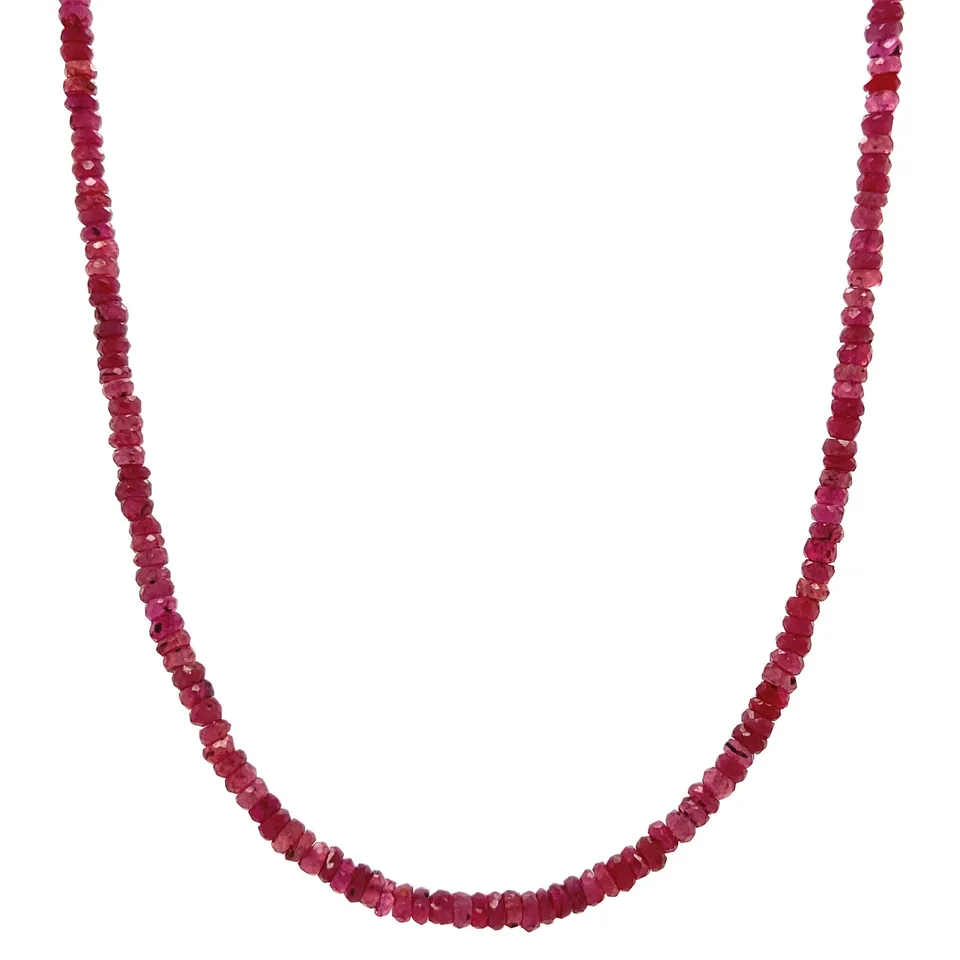 Vintage Ruby Necklace with 14K Gold Clasp 41 cm