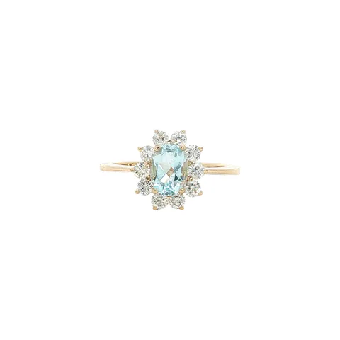 Vintage 14K Gold Ring with Topaz and Diamond