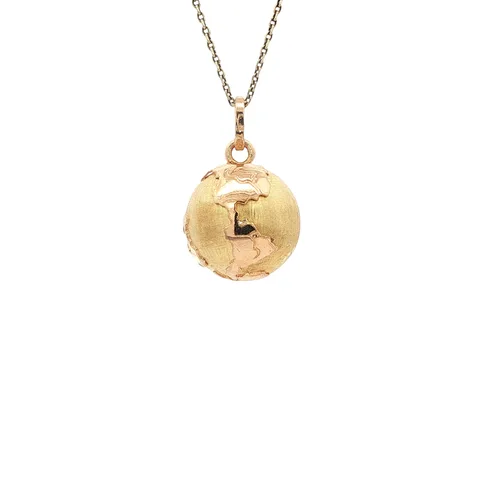 Vintage 18K Two Tone Gold Globe Pendant