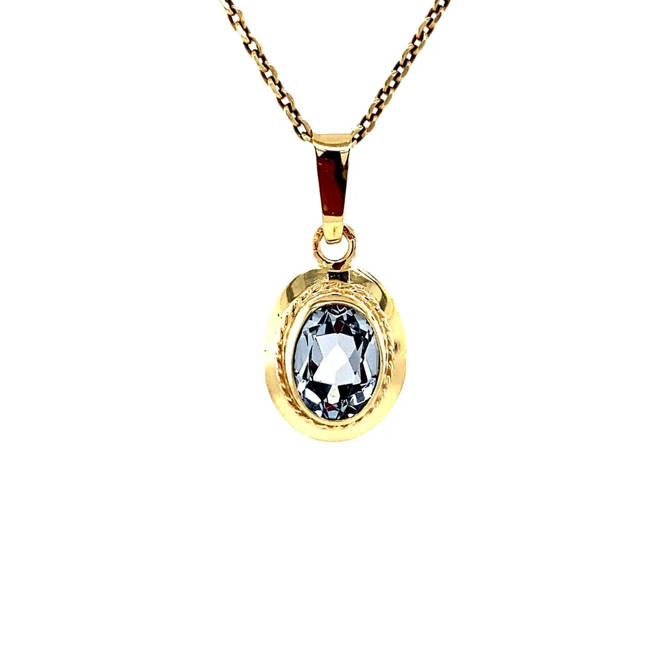 Vintage 14K Gold Pendant with Blue Spinel