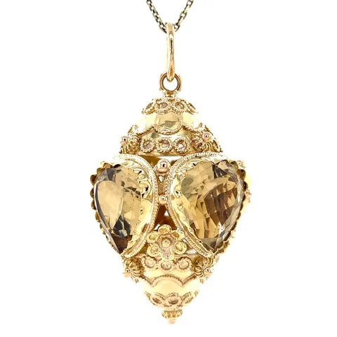Vintage 18K Gold Pendant with Citrine