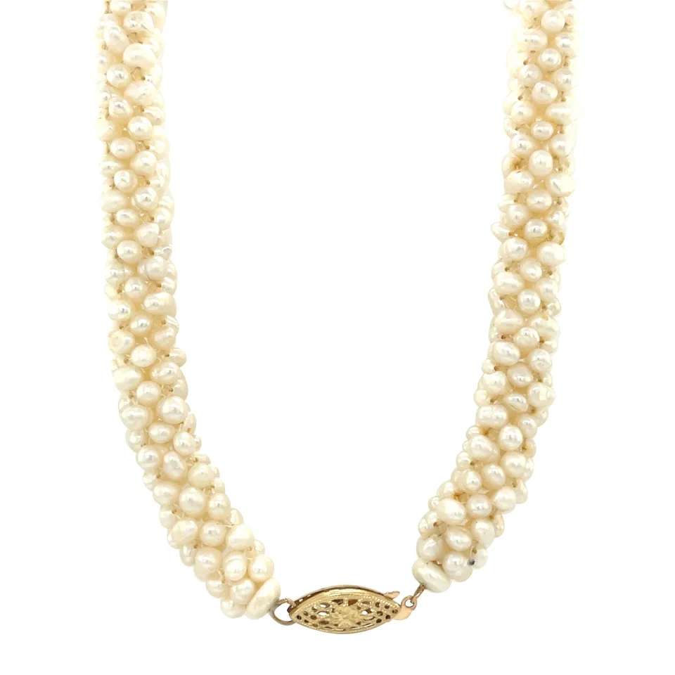 Vintage Pearl Necklace with 14K Gold Clasp