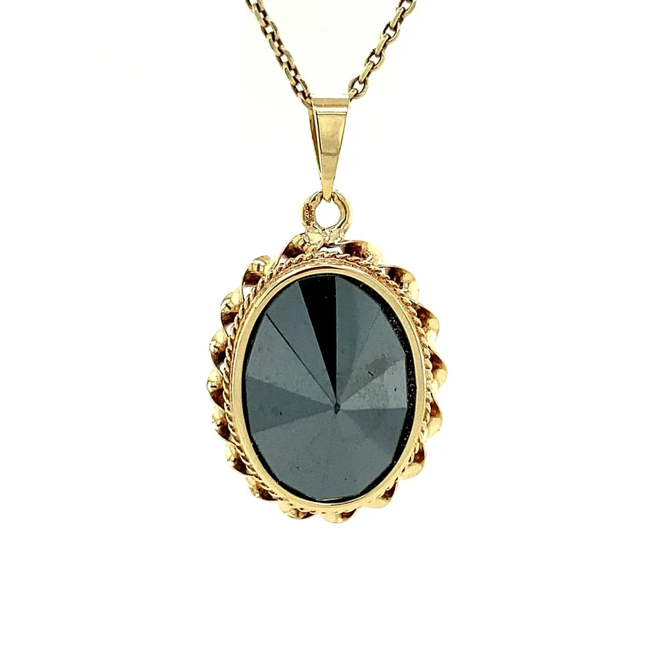 Vintage 14K Gold Pendant with Hematite