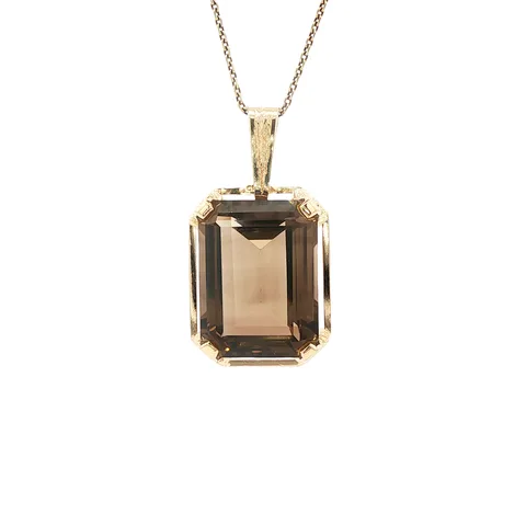 Vintage 14K Gold Pendant with Smoky Quartz