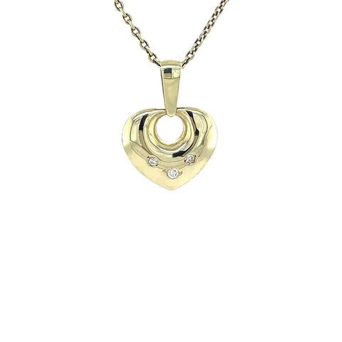Vintage 14K Gold Heart Pendant with Diamond