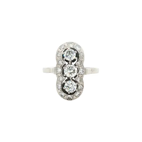 Vintage 14K White Gold Princess Ring with Diamond
