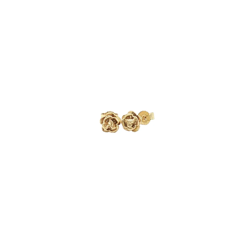 Vintage 14K Gold Rose Stud Earrings