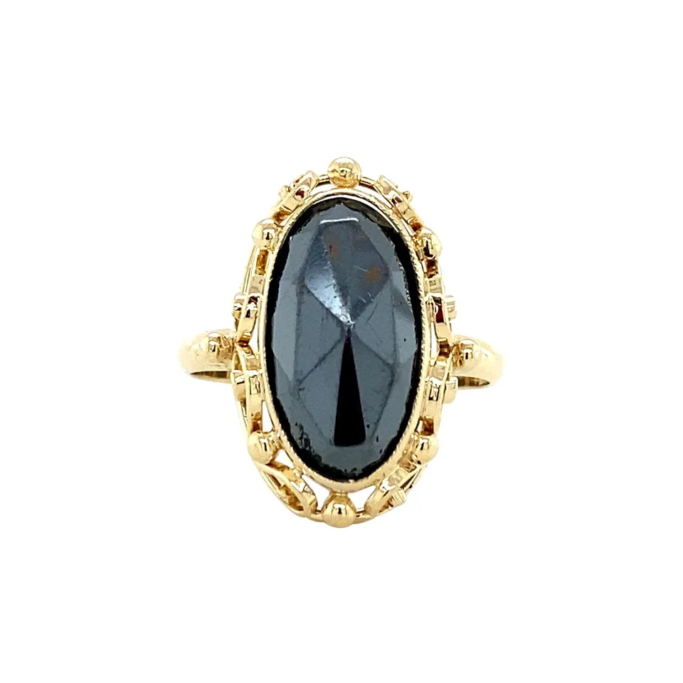 Vintage 14K Gold Ring with Hematite