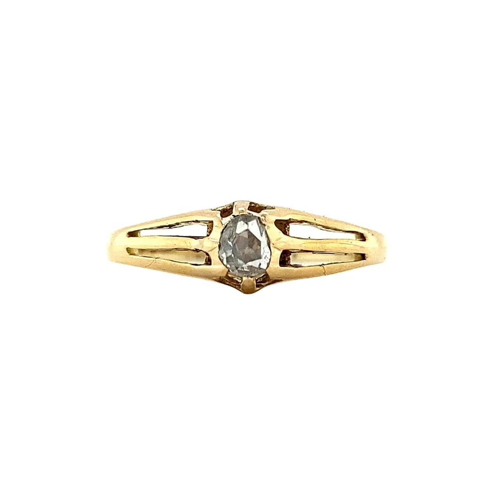 Vintage 14K Gold Solitaire Ring with Rose Cut Diamond