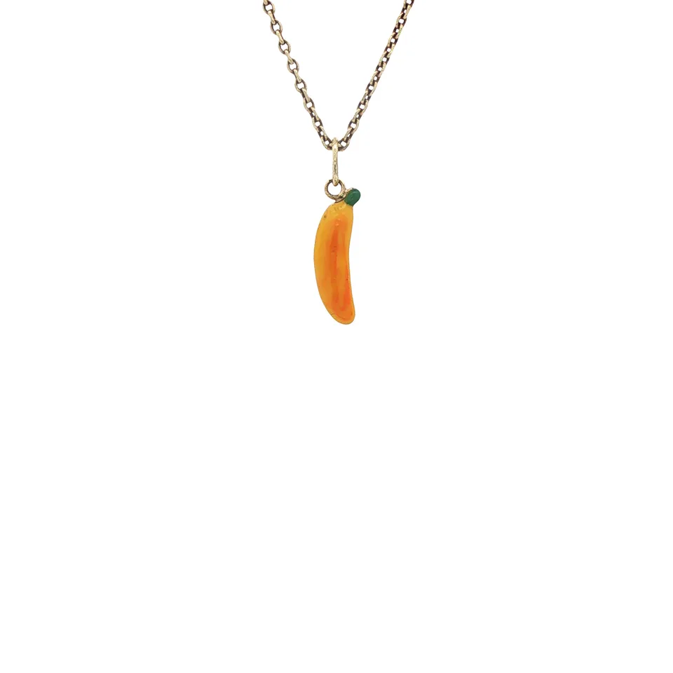 Vintage 14K Gold Banaan Pendant with Enamel