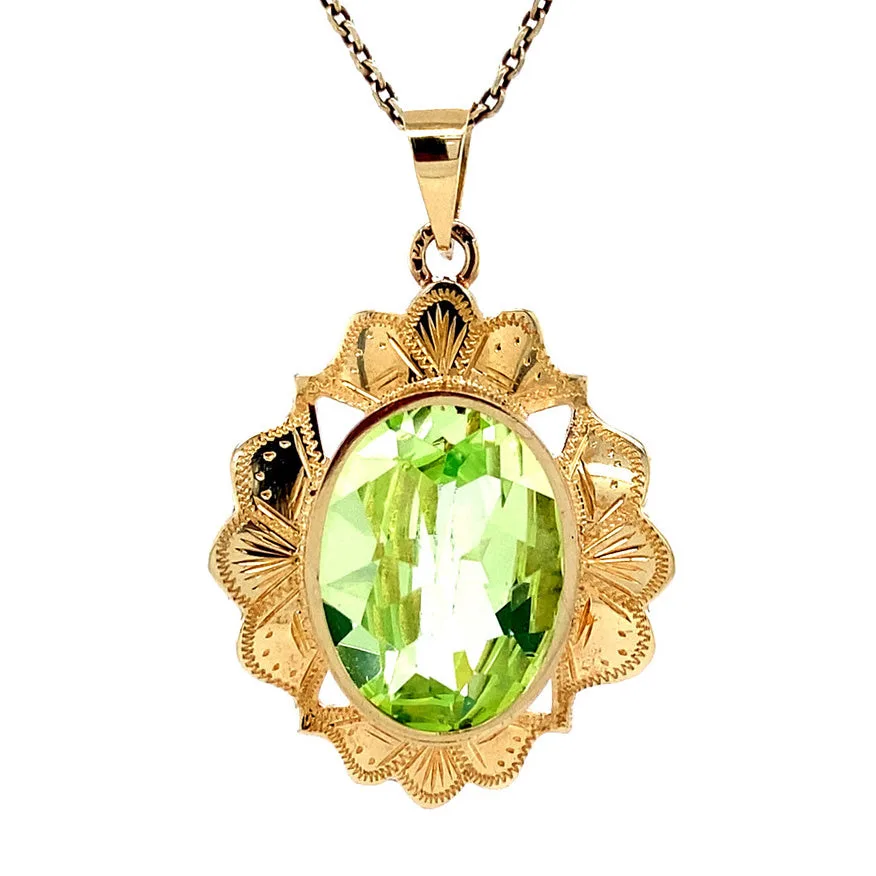 Vintage 14K Gold Pendant with Green Spinel