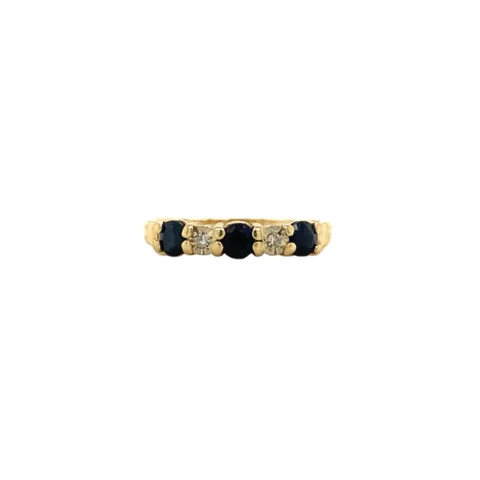 Vintage 14K Gold Ring with Diamond and Sapphire