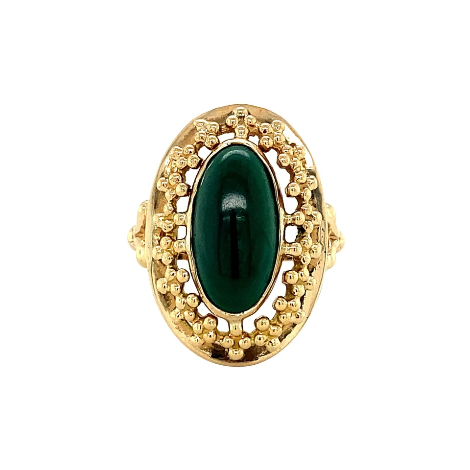 Vintage 14K Gold Ring with Malachite