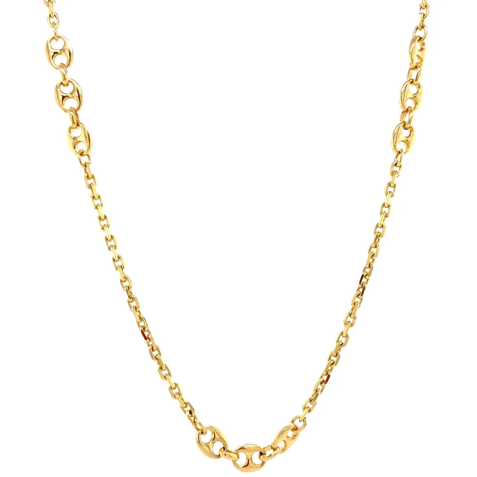 Vintage 18K Gold Anchor and Coffee Bean Necklace