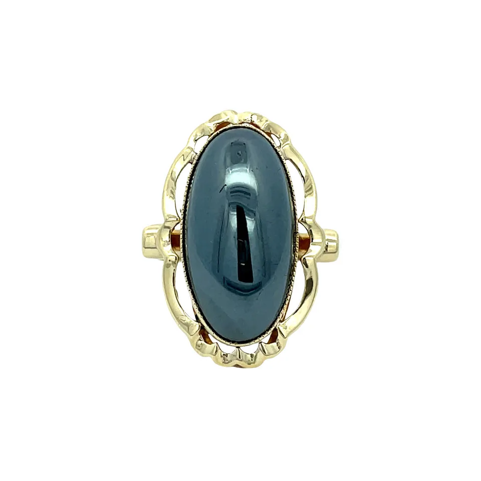 Vintage 14K Gold Ring with Hematite