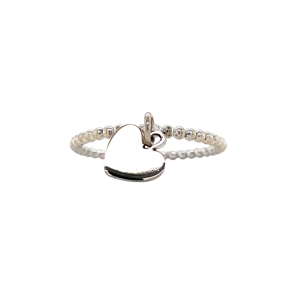 Vintage 14K White Gold Ring with Pendant Heart