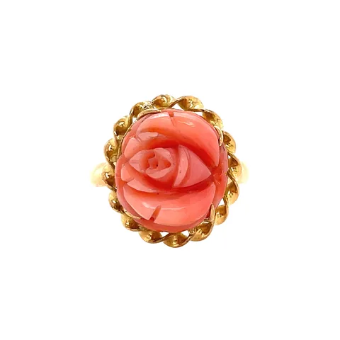 Vintage 20K Gold Rose Ring with Angel Skin