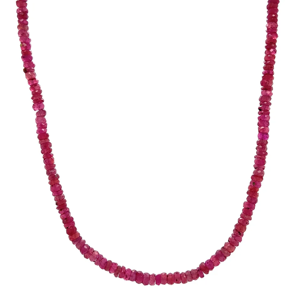 Vintage Ruby Necklace with 14K Gold Clasp 45 cm