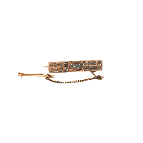 Vintage 14K Gold Brooch with Rose Cut Diamond
