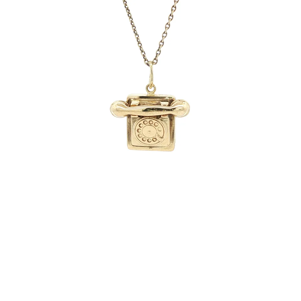 Vintage 14K Gold Telephone Pendant