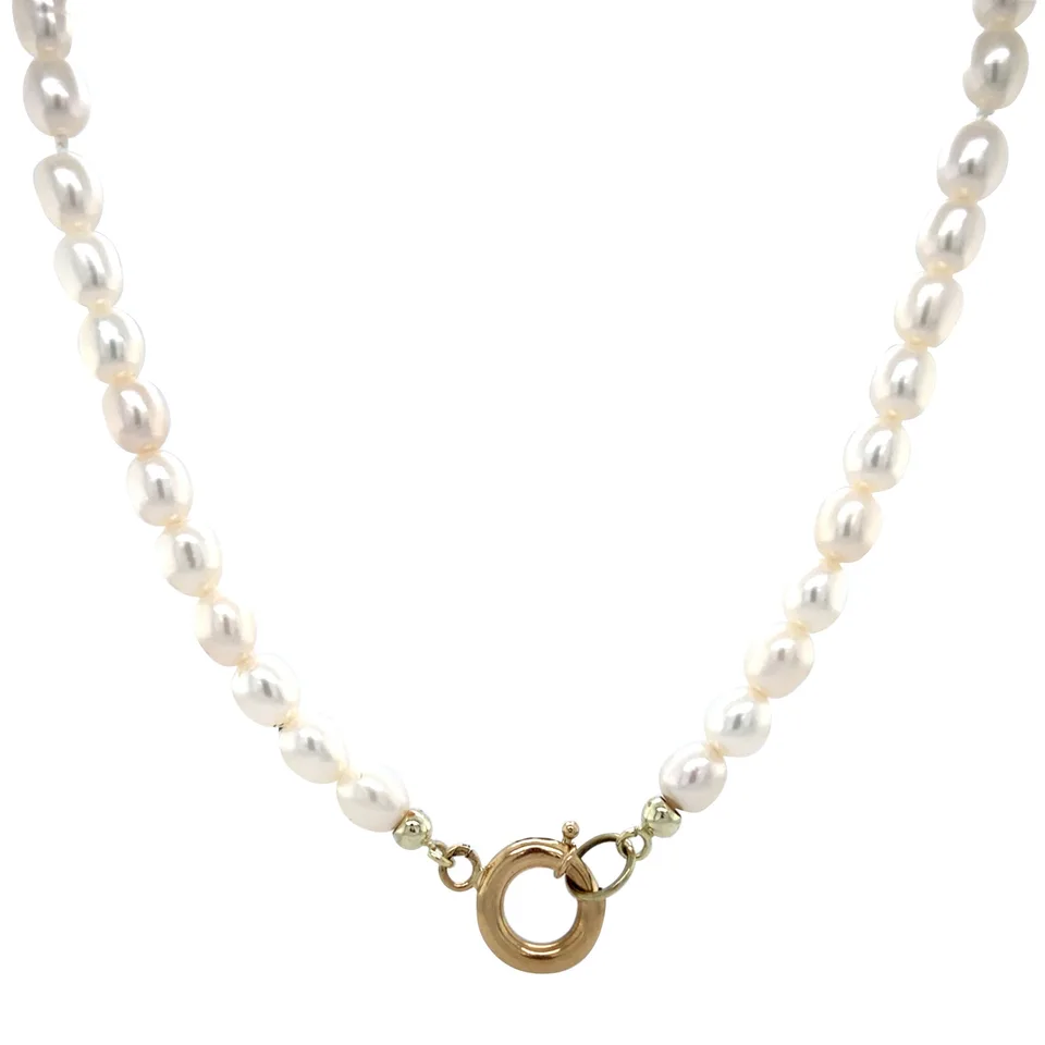 Vintage Pearl Necklace with 14K Gold Clasp