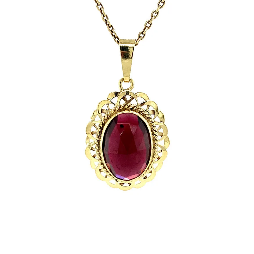 Vintage 14K Gold Pendant with Garnet