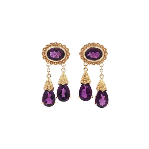 Vintage 14K Gold Earrings with Amethyst