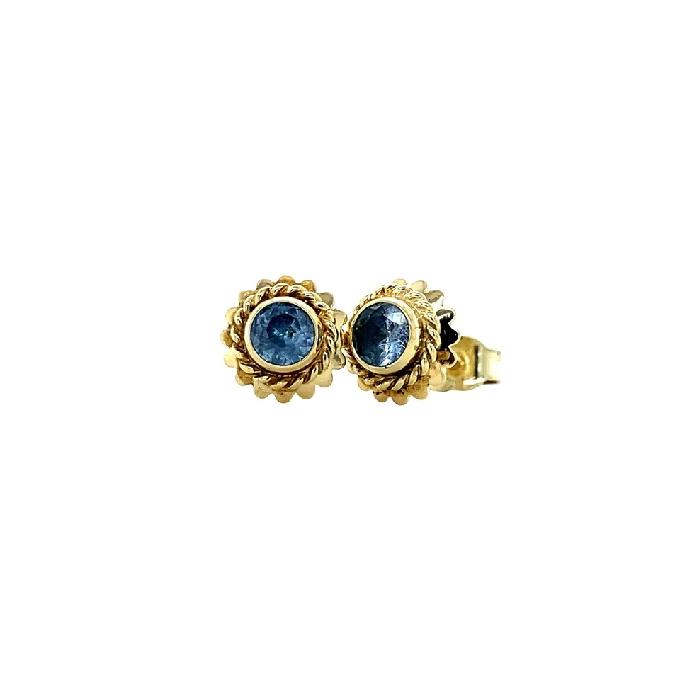 Vintage 14K Gold Stud Earrings with Spinel