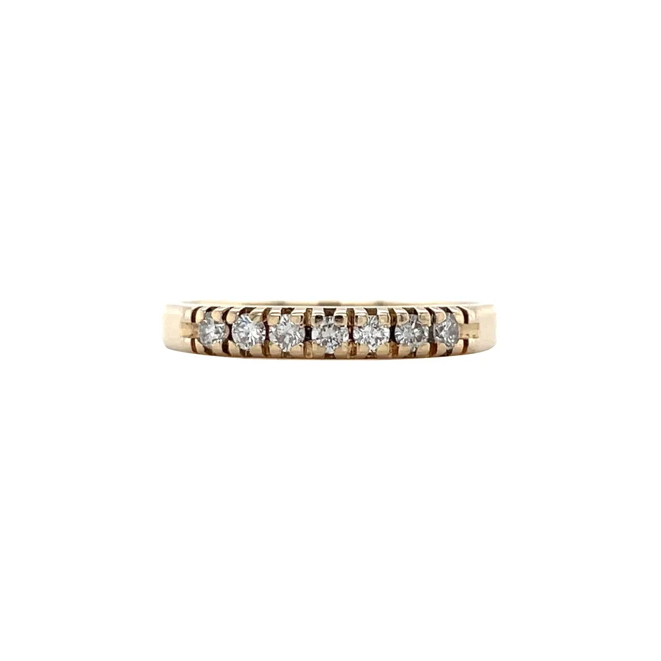 Vintage 14K Gold Row Ring with Diamond