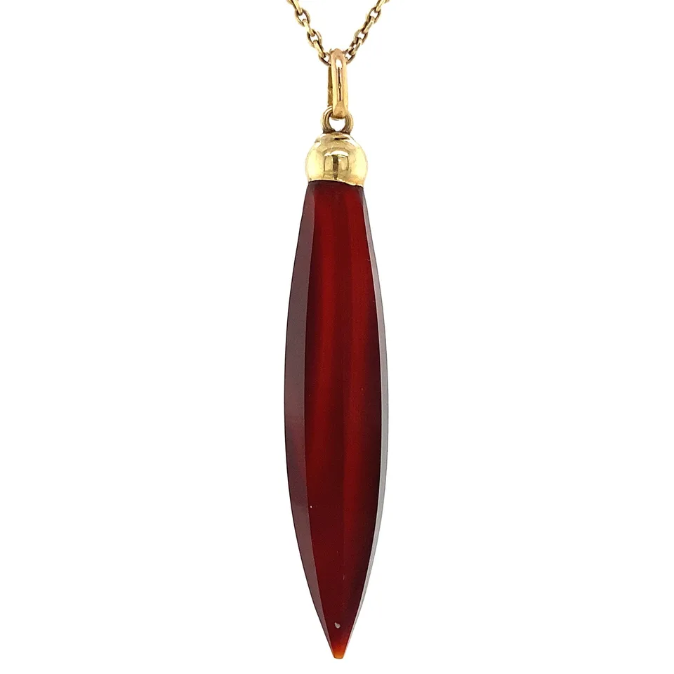 Vintage 14K Gold Pendant with Carnelian