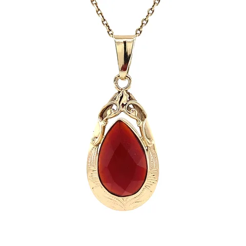 Vintage 14K Gold Pendant with Carnelian