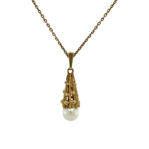 Vintage 14K Gold Pendant with Pearl