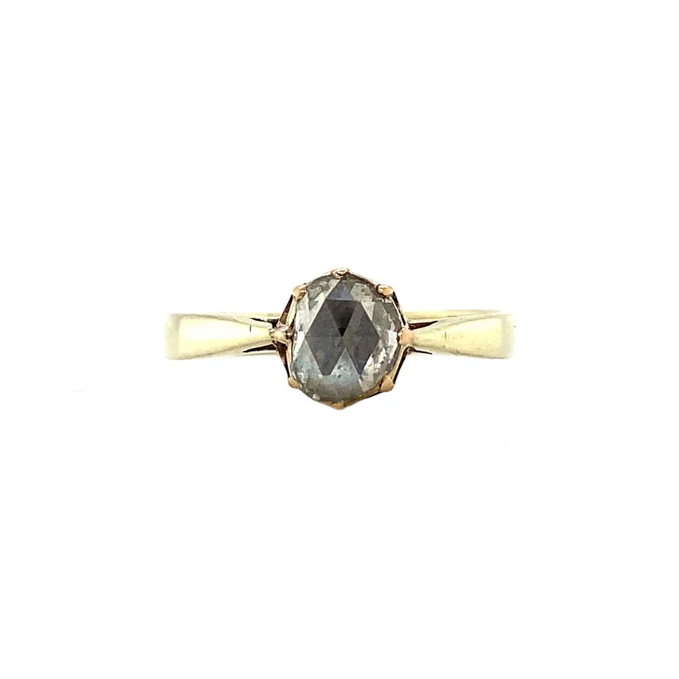 Vintage 14K Gold Solitaire Ring with Rose Cut Diamond
