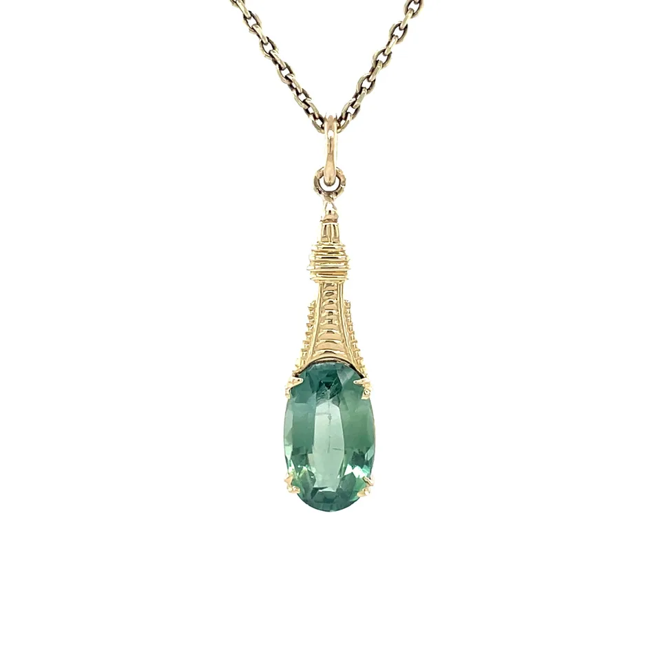 Vintage 14K Gold Pendant with Sapphire