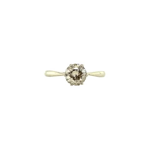 Vintage 14K White Gold Solitaire Ring with Diamond 0.90 ct