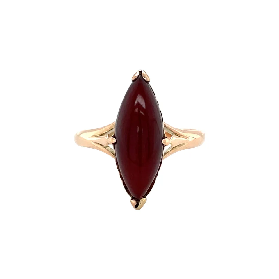 Vintage Victorian Rose 12K Gold Ring with Carnelian