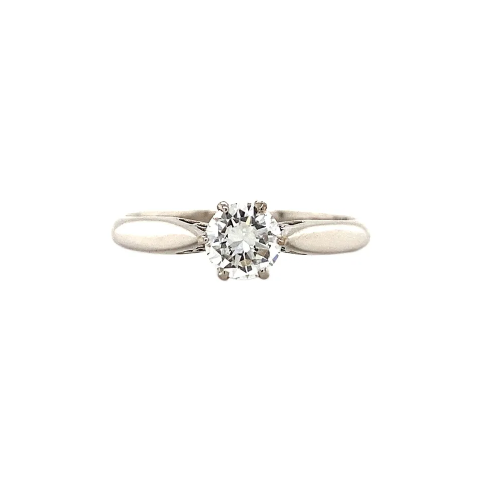 Vintage 18K White Gold Solitaire Ring with Diamond