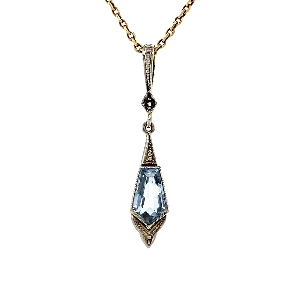 Vintage 14K Gold Pendant with Spinel and Rose Cut Diamond