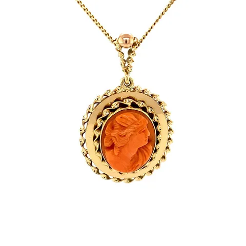 Vintage 14K Gold Pendant with Red Coral